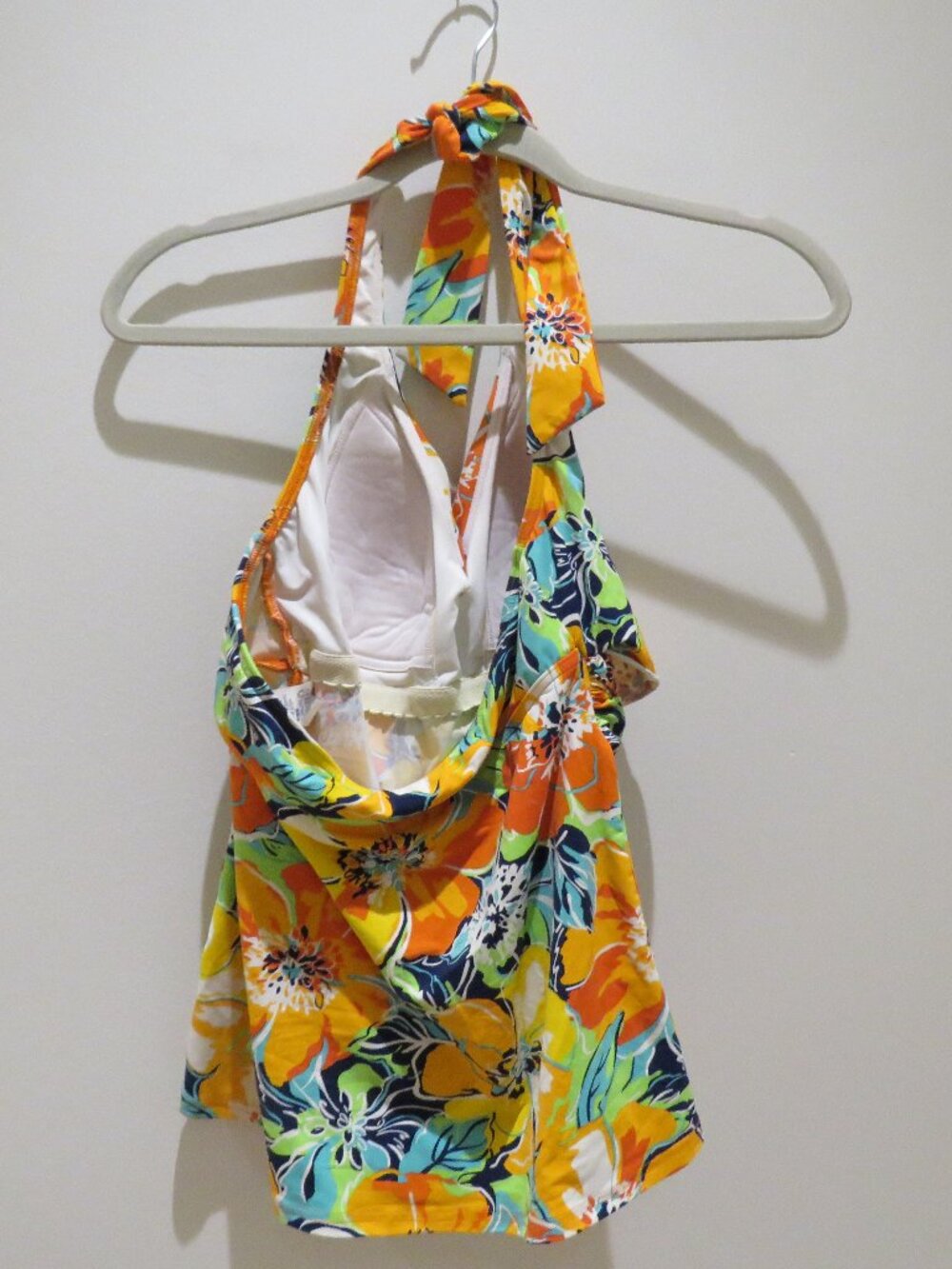 LAND'S END Tropical Floral Orange Blue Tankini Swim Top Size 8 Vacation Summer - Picture 8 of 10